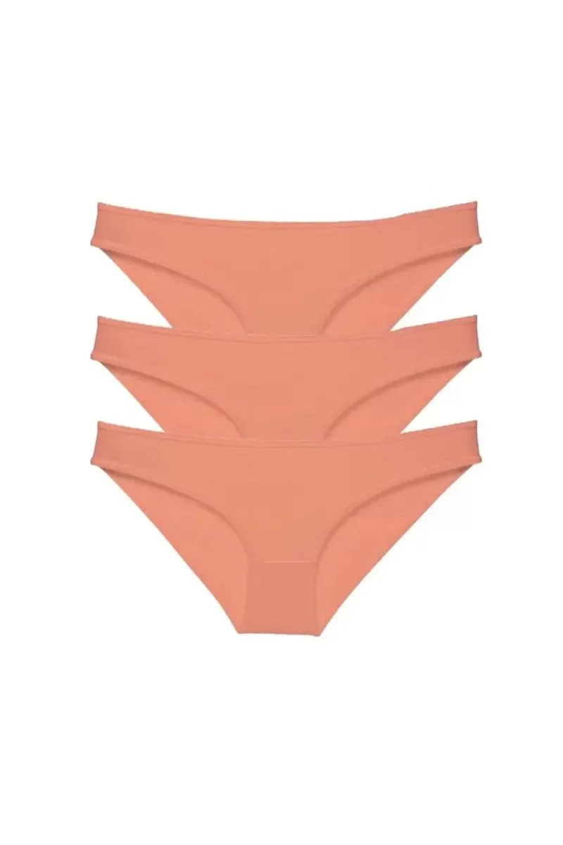 3 Adet Süper Eko Set Likralı Kadın Slip Külot Pudra