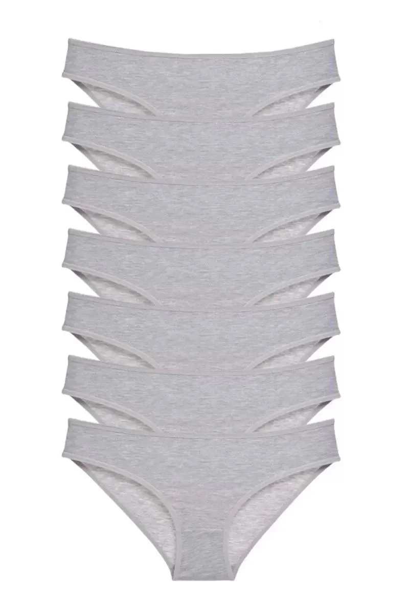 7 Adet Süper Eko Set Likralı Kadın Slip Külot Gri