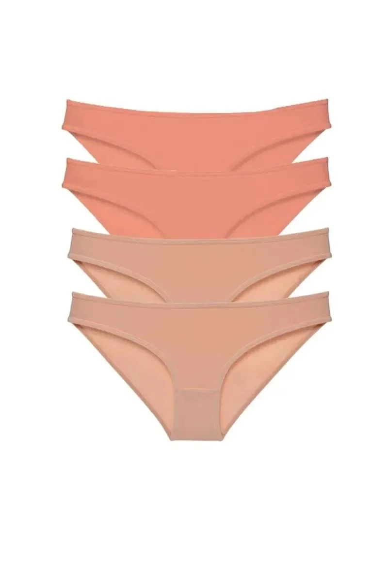 4 Adet Süper Eko Set Likralı Kadın Slip Külot Pudra Ten