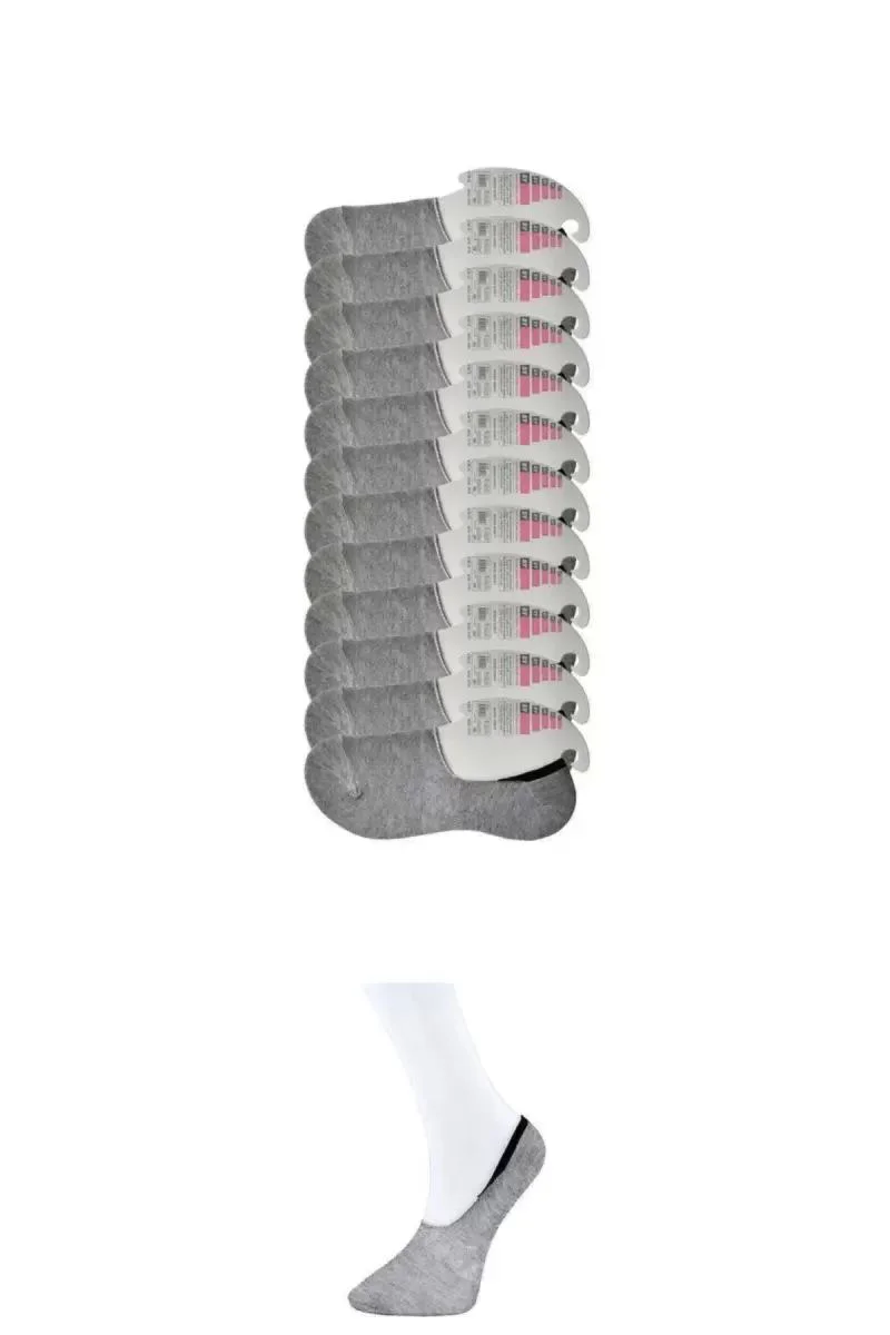 Gri Kadın Babet Çorap 12 Çift