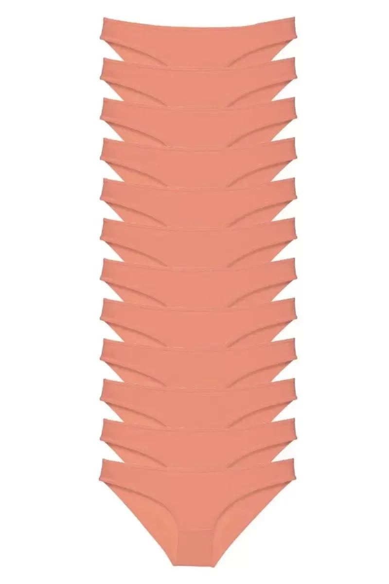 12 Adet Süper Eko Set Likralı Kadın Slip Külot Pudra