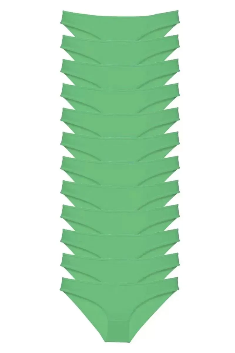 12 Adet Süper Eko Set Likralı Kadın Slip Külot Yeşil