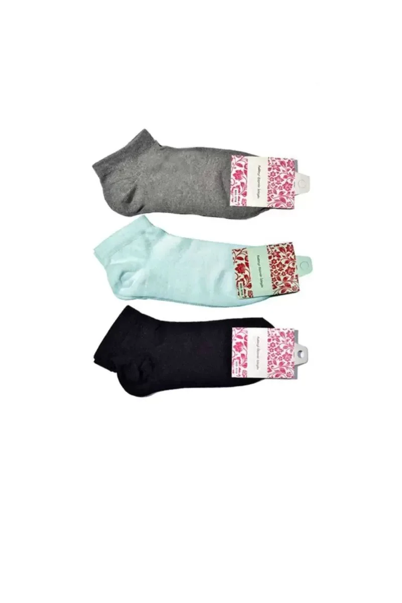 Siyah Gri Ve Beyaz Kadın Bilek Çorap 12 Çift
