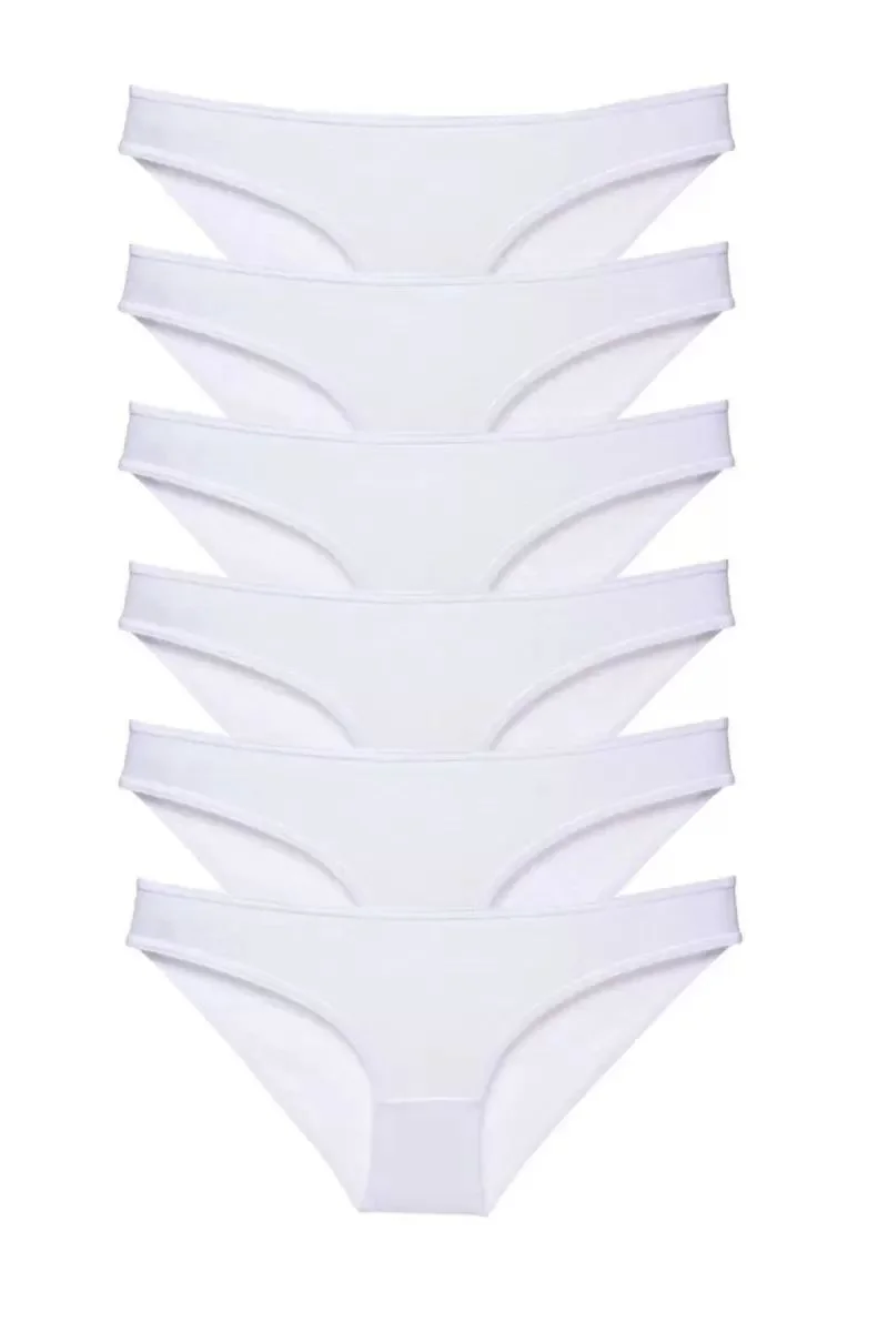 6 Adet Süper Eko Set Likralı Kadın Slip Külot Beyaz