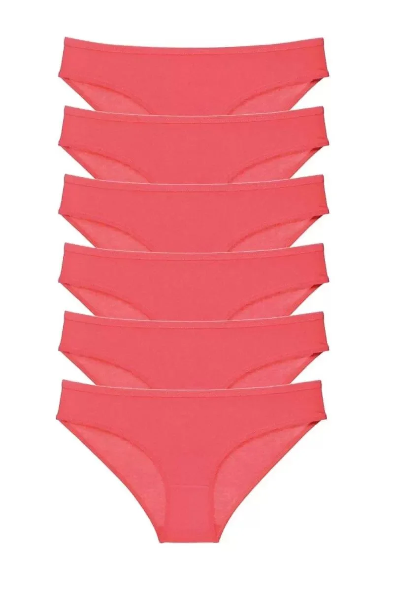 6 Adet Süper Eko Set Likralı Kadın Slip Külot Fuşya