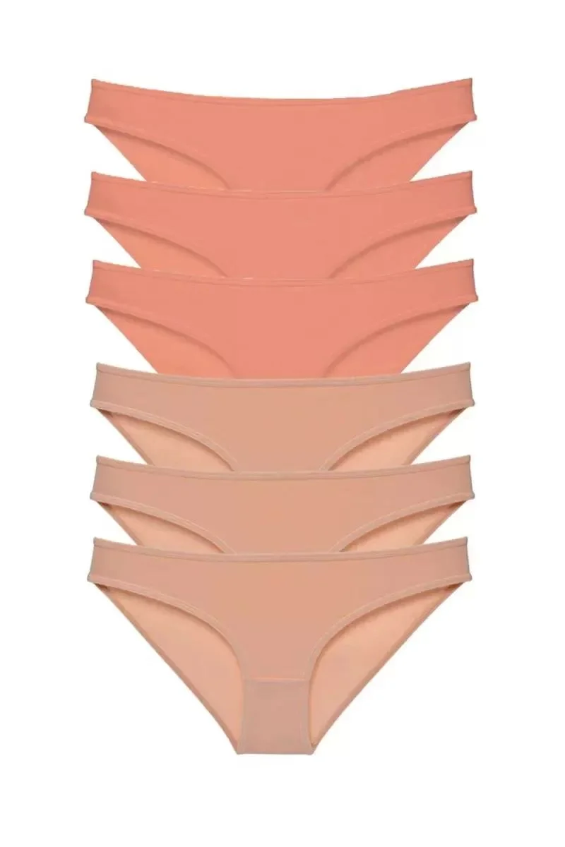 6 Adet Süper Eko Set Likralı Kadın Slip Külot Pudra Ten