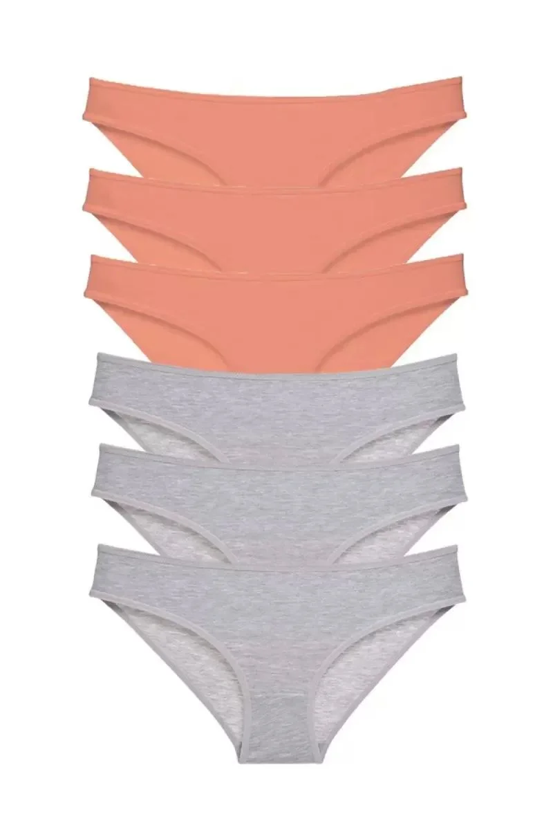 6 Adet Süper Eko Set Likralı Kadın Slip Külot Pudra Gri