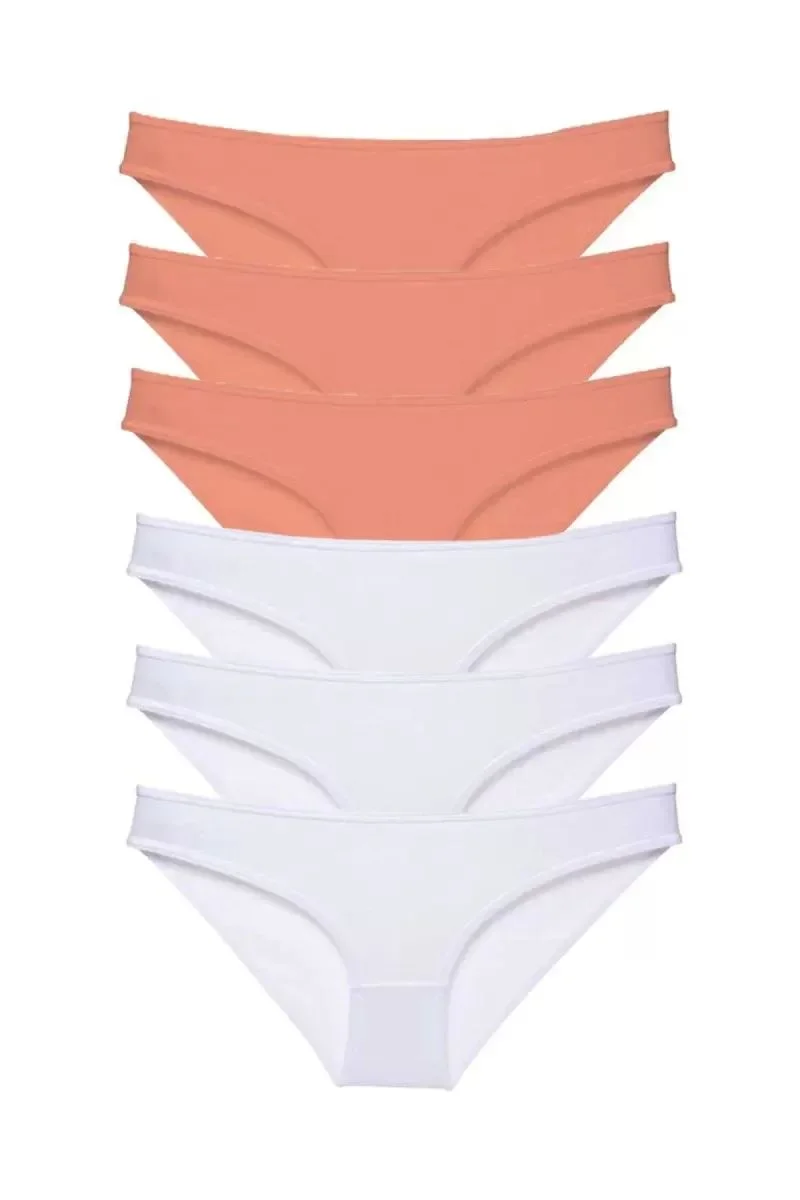 6 Adet Eko Set Likralı Kadın Slip Külot Pudra Beyaz