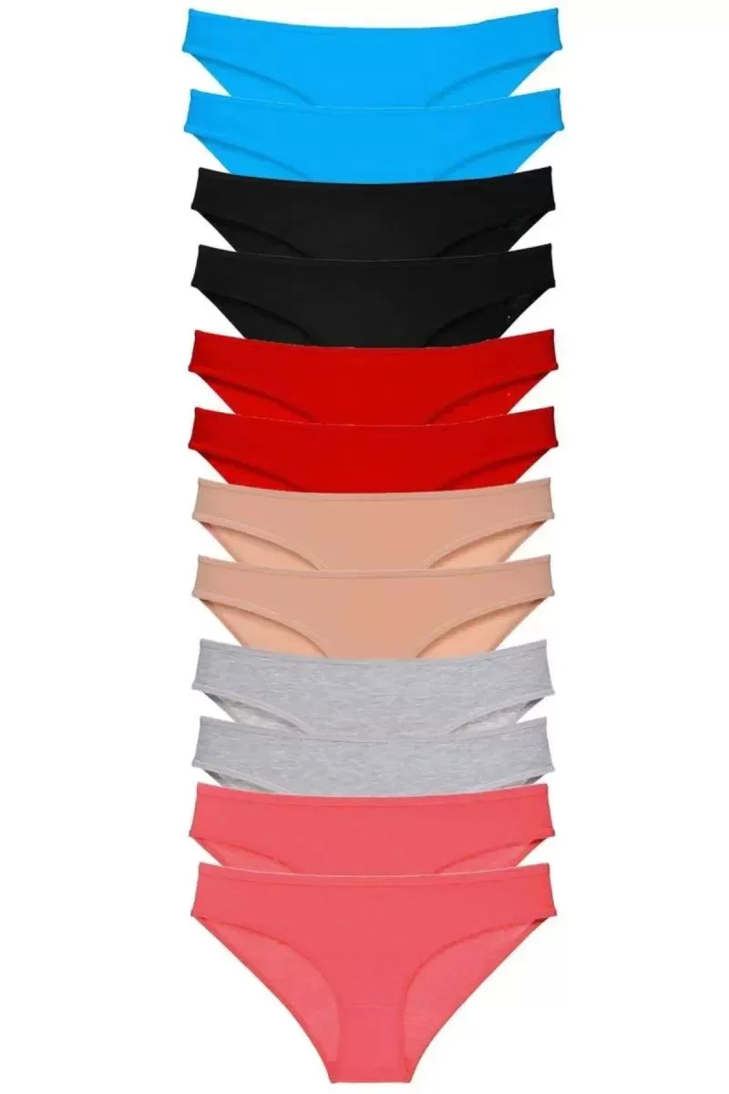 12 Adet Eko Set Likralı Kadın Slip Külot Çok Renkli 3