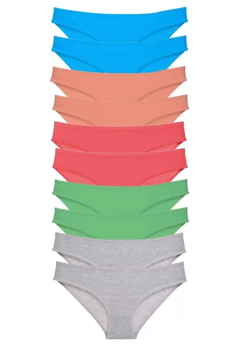 10 Adet Süper Eko Set Likralı Kadın Slip Gri Pudra Yeşil Fuşya Mavi
