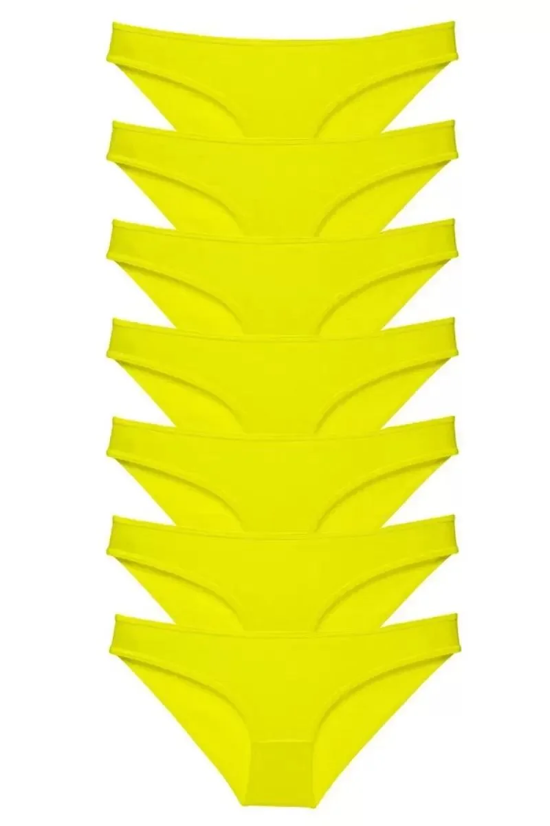 7 Adet Süper Eko Set Likralı Kadın Slip Külot Sarı