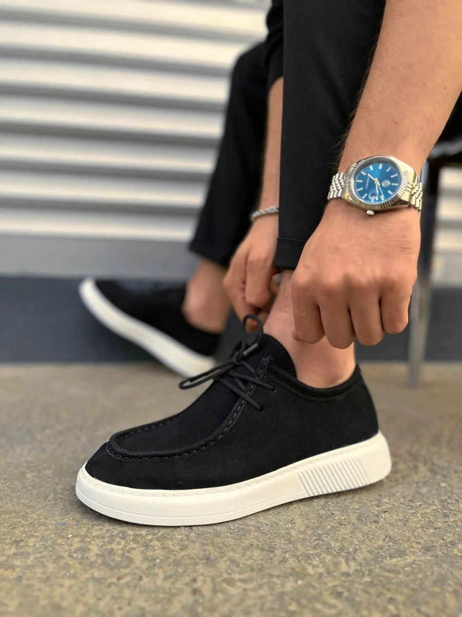 JY170 Tornado Bağcıklı Süet Erkek Günlük Spor Klasik Ayakkabı SBT - Siyah