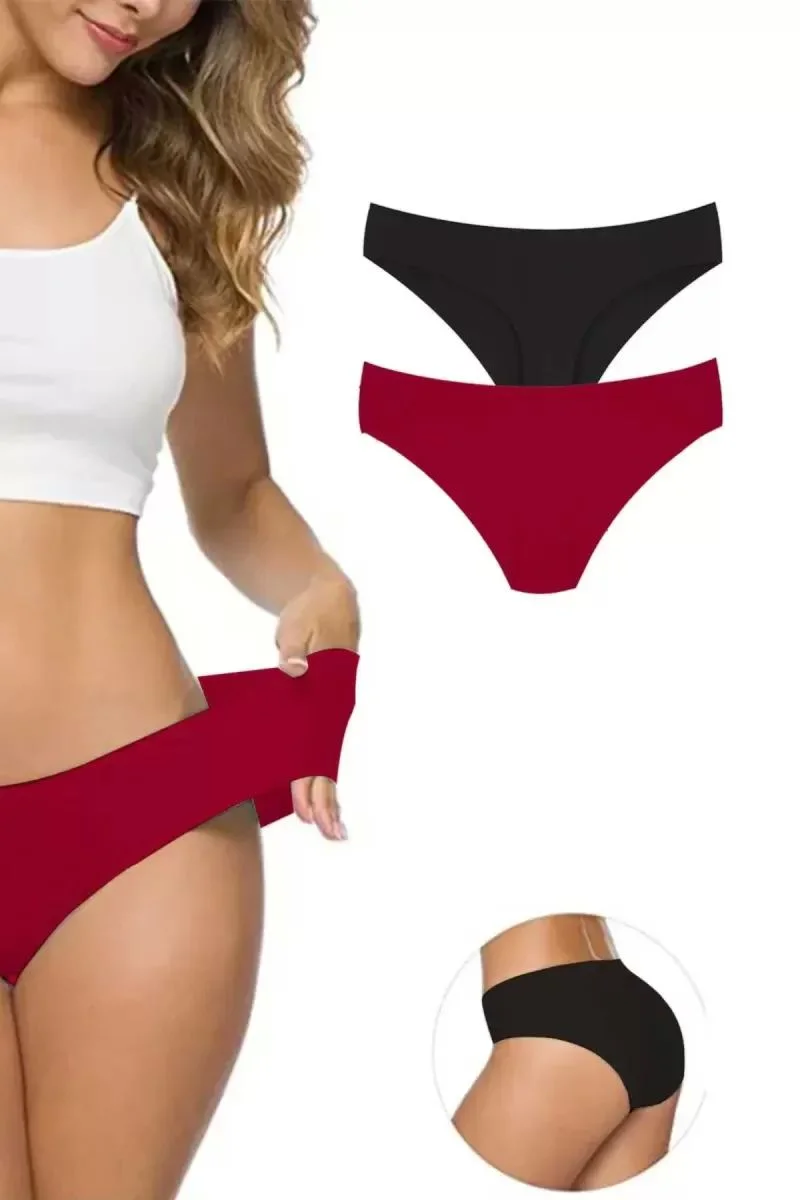 2 Adet Kadın Dikişsiz Lazer Kesim Esnek İz Yapmayan Külot S4