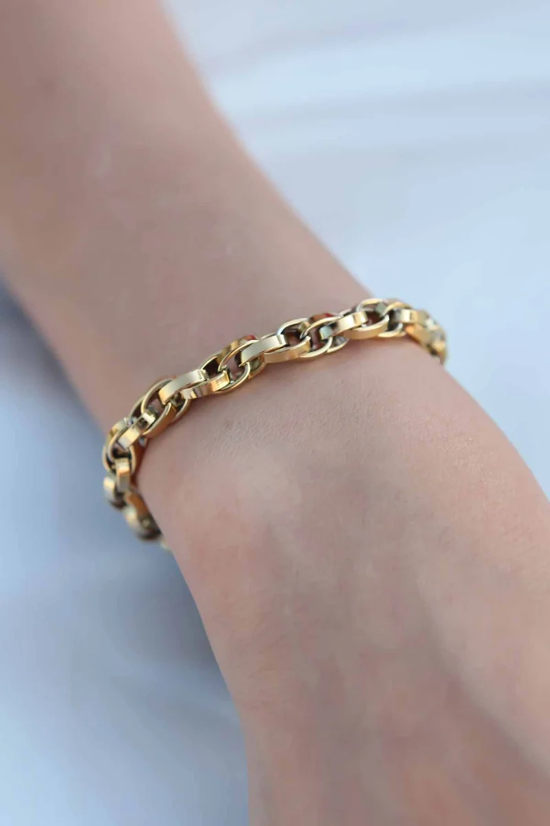 Gold Renk 316L Çelik Zincir Kadın Bileklik