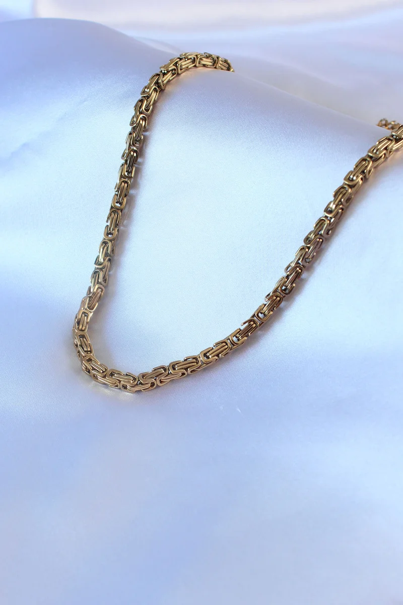 316L Çelik Gold Renk Kral Zincir Model Erkek Kolye
