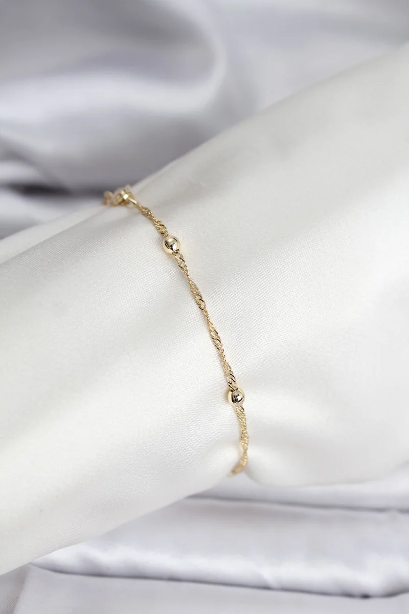 14K Gold Renk Kaplama Topçuklu Model CM Kadın Bileklik
