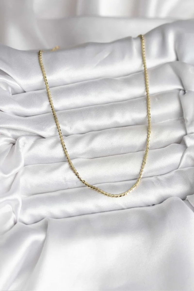 14K Gold Renk Kaplama Ezme Zincir Model CM Kadın Kolye