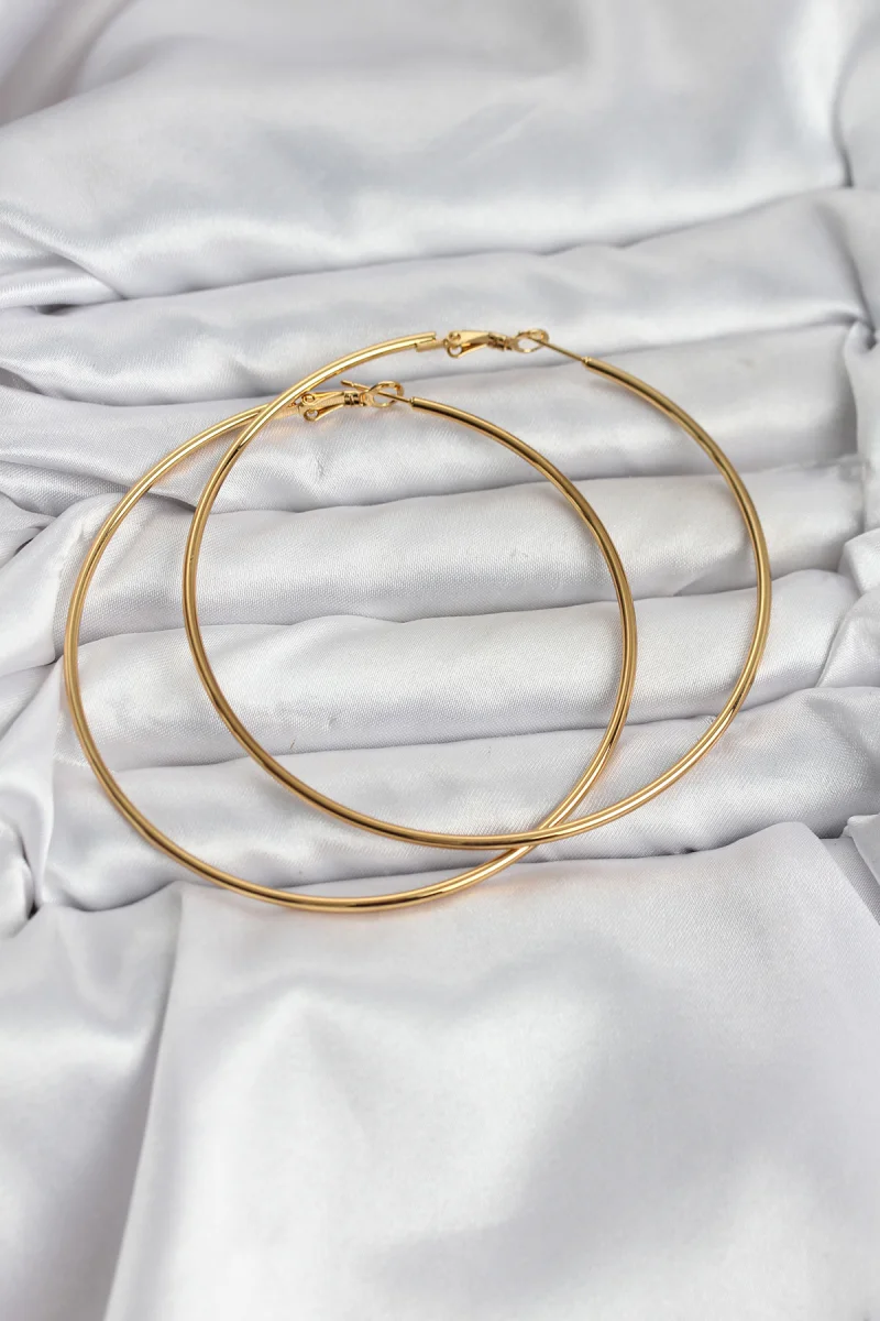 316L Çelik Gold Renk 75 mm Halka Küpe