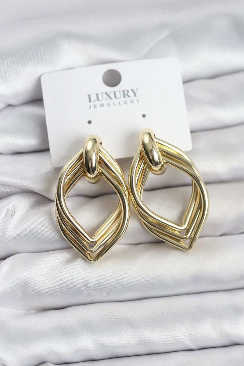 Vintage Gold Renk Pirinç Kadın Küpe