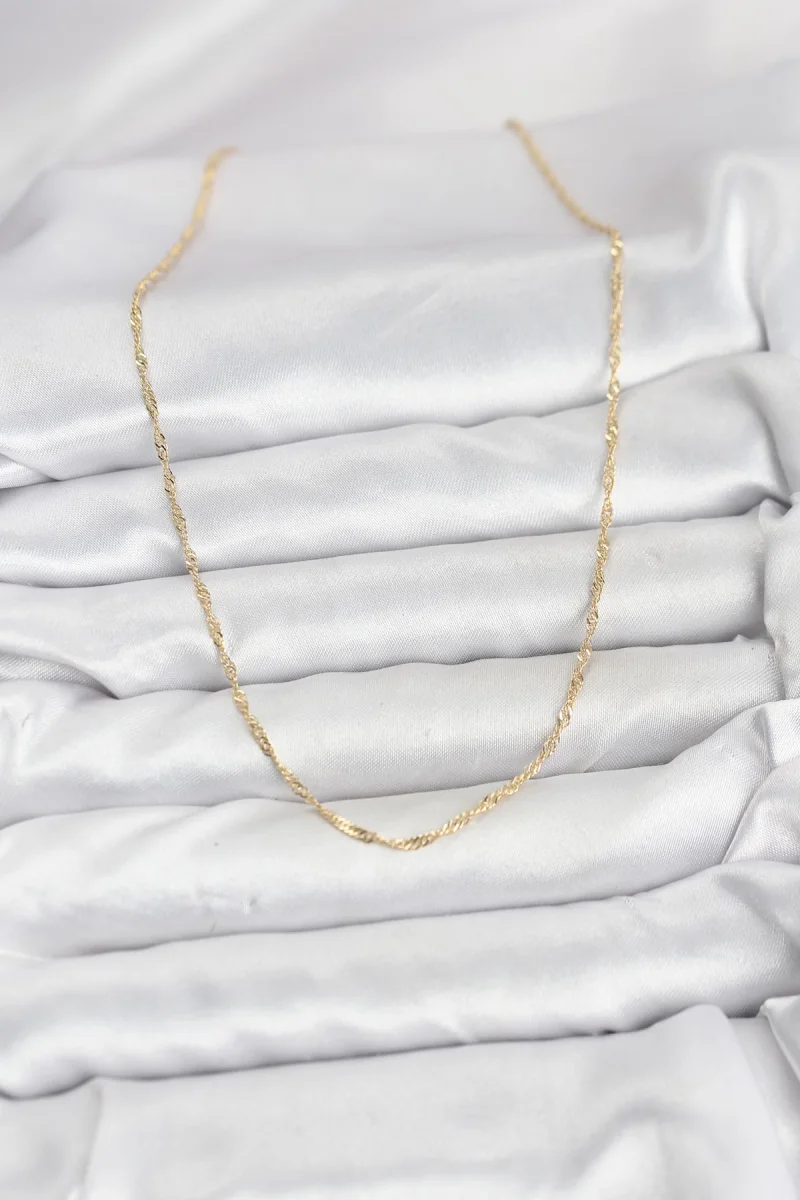CM 14K Gold Renk Pirinç Ezme Burgu Model Kadın Kolye