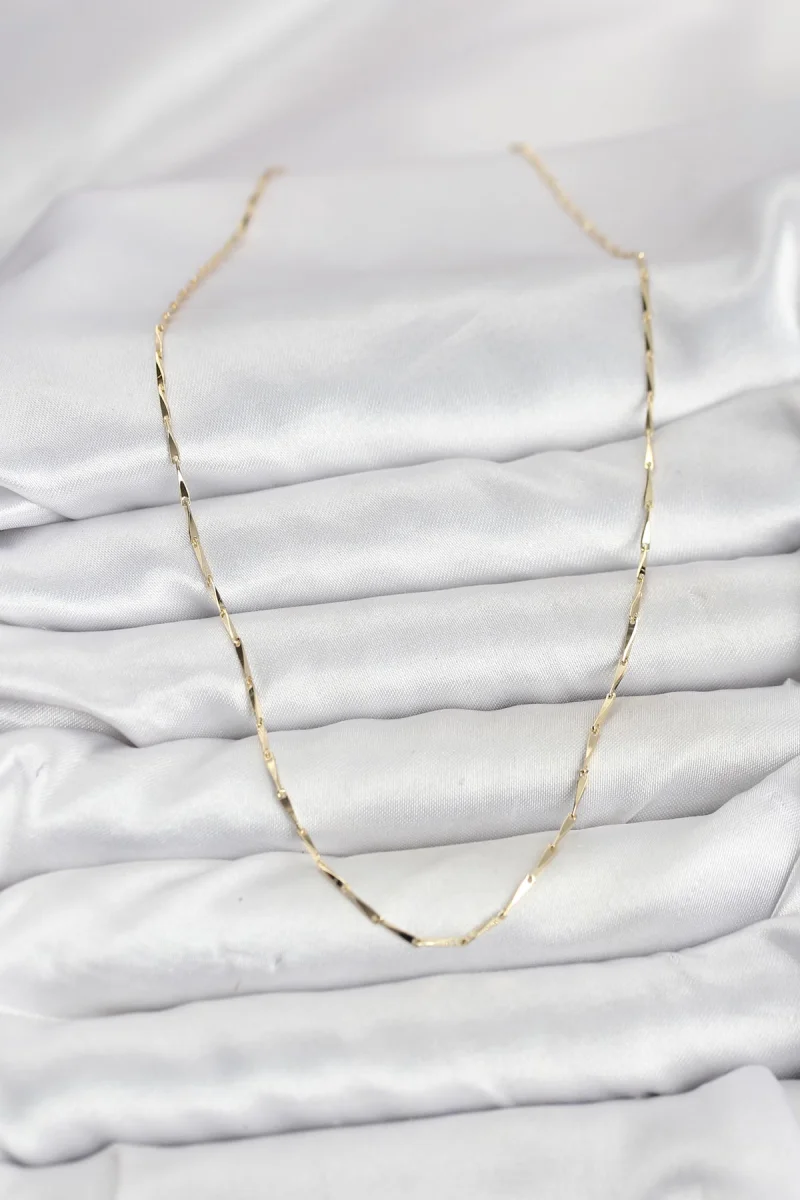 CM 14K Gold Renk İnce Kesim Çubuk Model Zincir Kadın Kolye