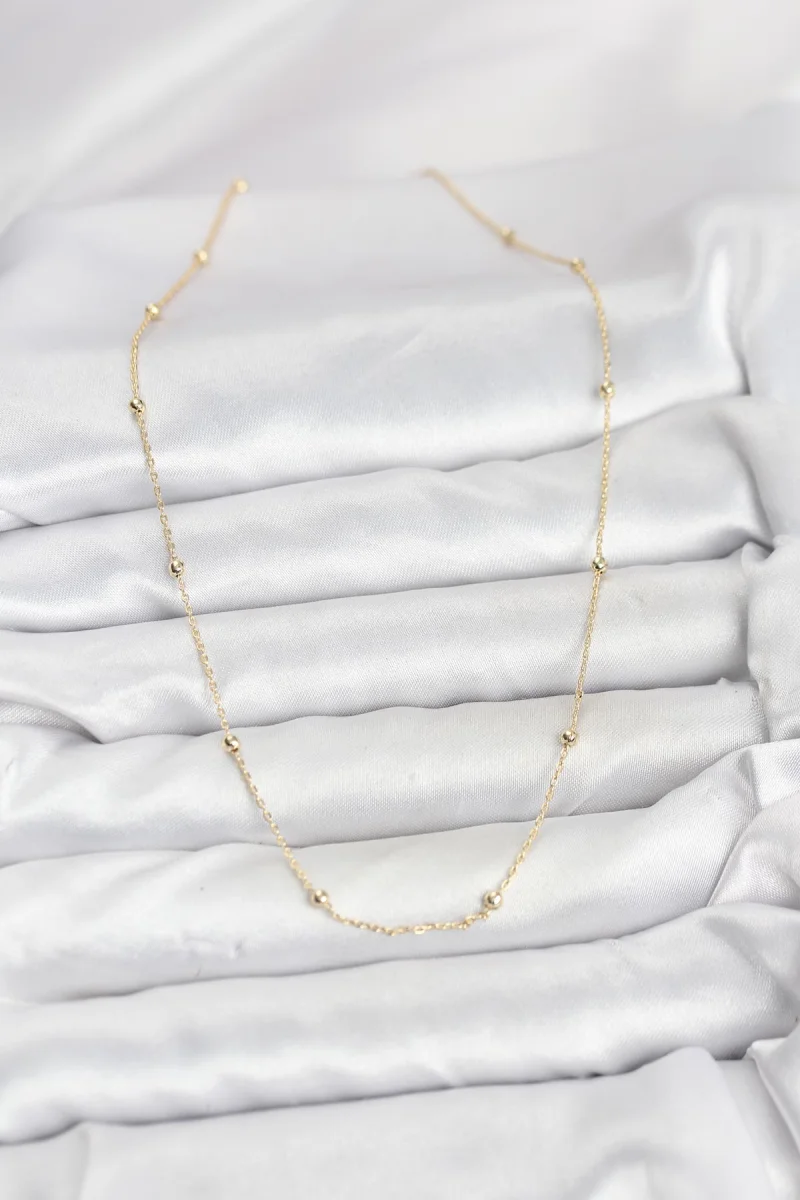 CM 14K Gold Renk Minik Top Zincirli Kadın Kolye