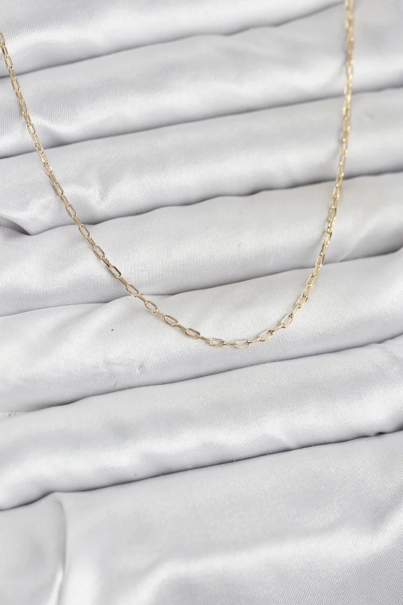 CM 14K Gold Renk Ataç Zincir Model 60 cm Kadın Kolye