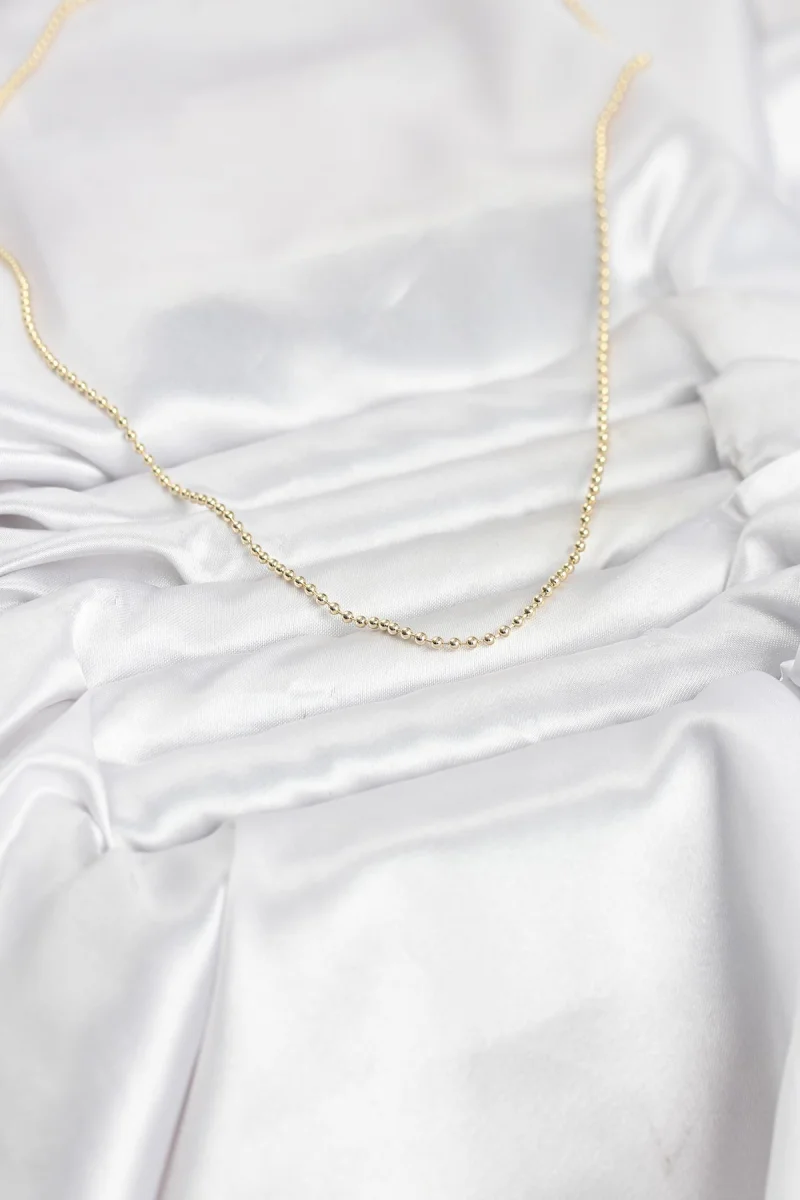 CM 14K Gold Renk Top Zincirli Model 60 cm Kadın Kolye