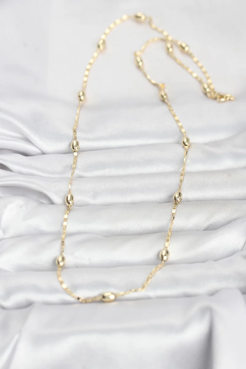 CM 14K Gold Renk Damla Topçuklu Zincir Model 60 cm Kadın Kolye