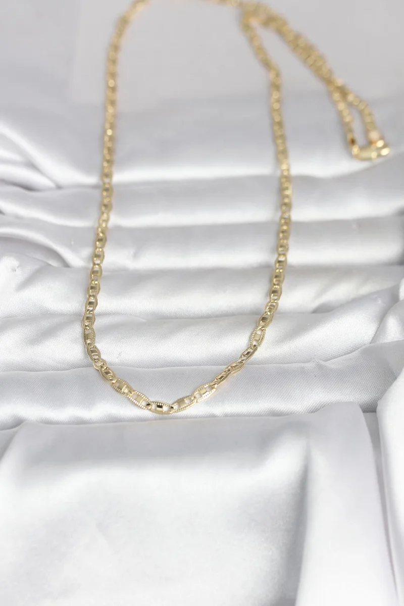 CM 14K Gold Renk Lazer Kesim Zincirli Model 60 cm Kadın Kolye