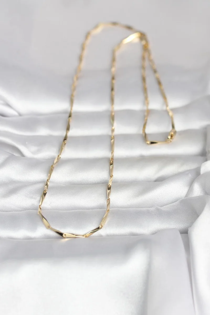 CM 14K Gold Renk Kesme Çubuk Zincirli Model 60 cm Kadın Kolye