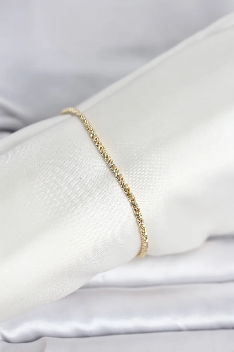 CM 14K Gold Renk Burgulu Zincir Model Kadın Bileklik
