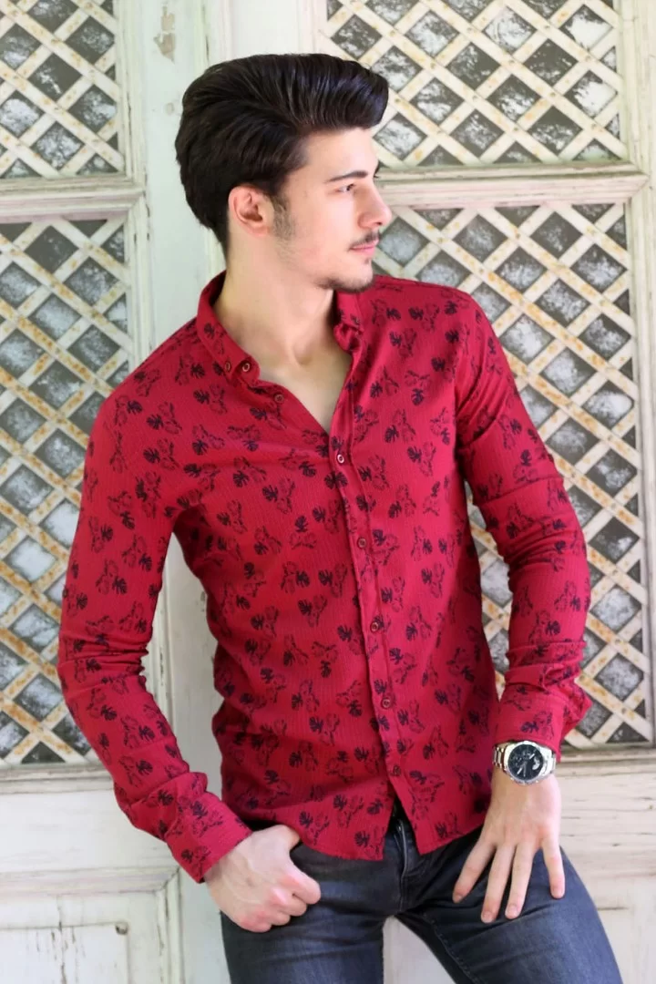 Erkek Günlük Desenli Slim Fit Gömlek