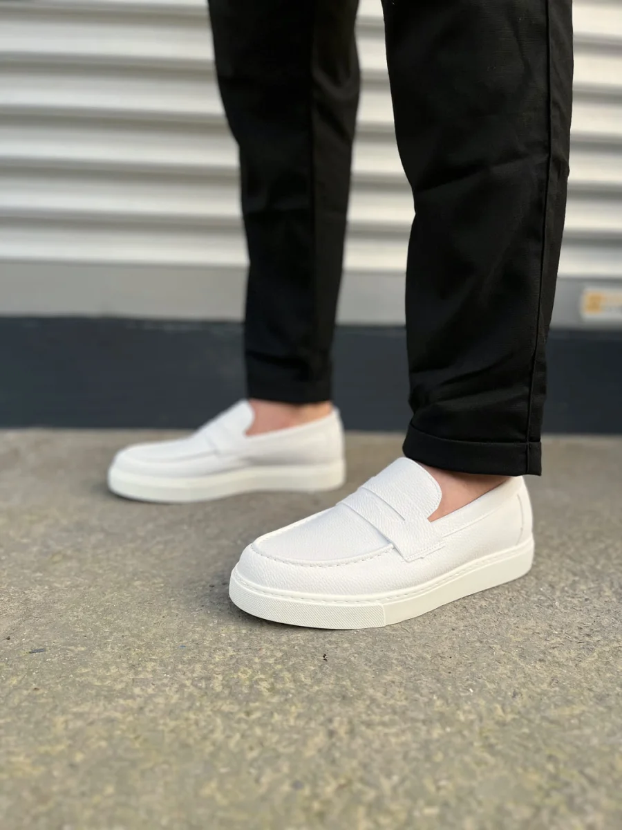 JY180 Estilo X Bağcıksız Cilt Erkek Günlük Spor Klasik Ayakkabı CBT - Beyaz