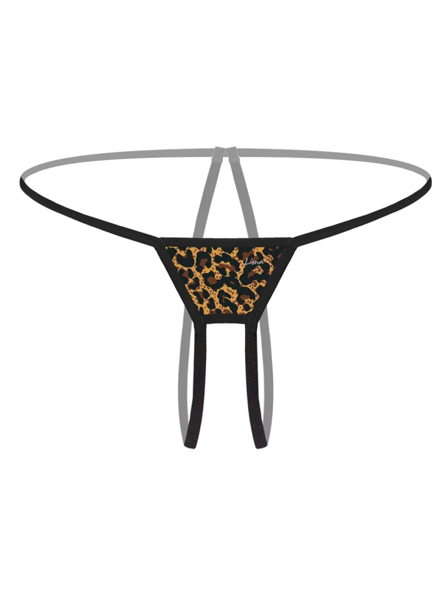 Ağı Açık Büyük Beden Leopar Desenli Fantezi G String