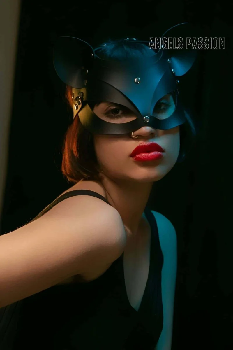 Deri Kedi Maskesi - Deri Maske - Seksi Maske - Brf558
