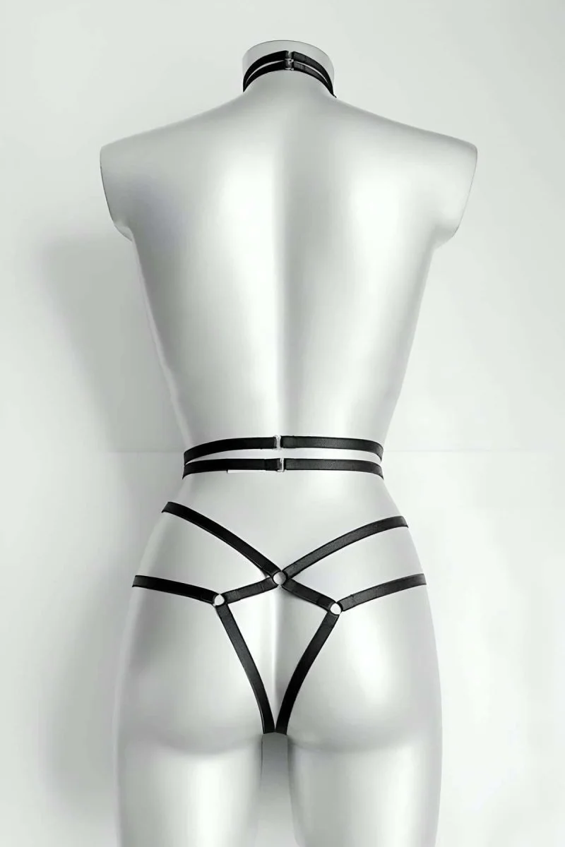 Ağ Kısmı Açık Seksi Jartiyer Harness - Brf370