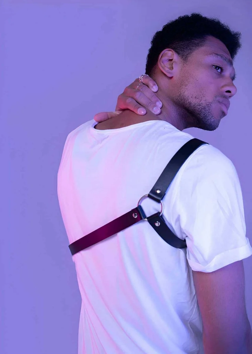 Çapraz Kol Detaylı Erkek  Deri Harness - Brfm3