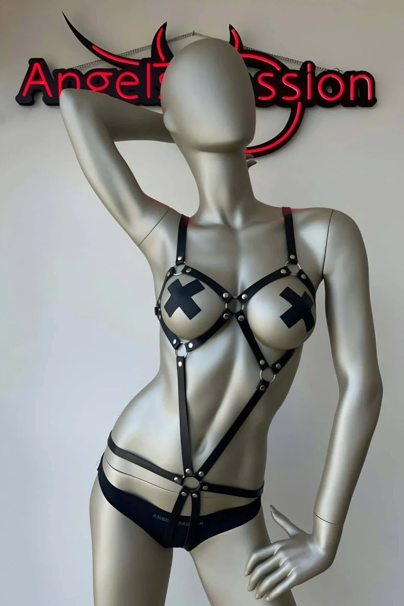Vücudu Saran Deri Fantazi Harness - Brf240