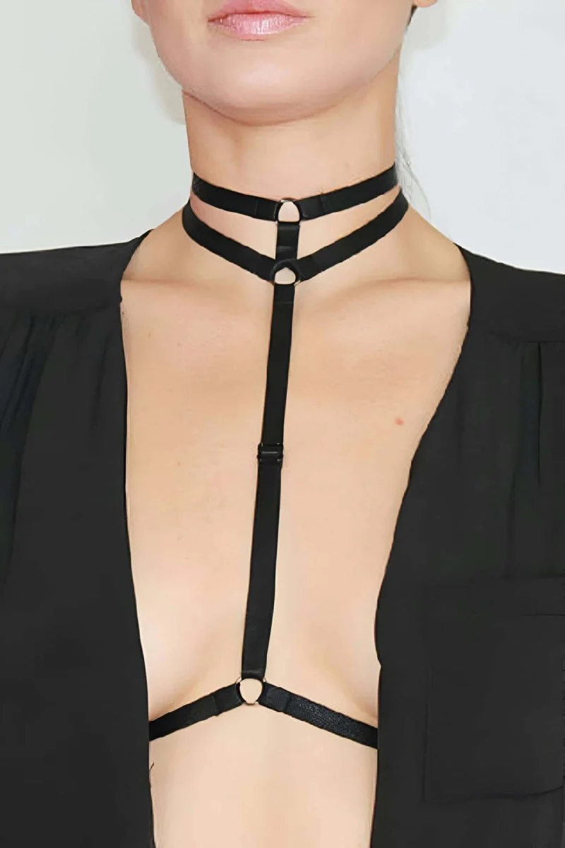 Boyunda Çift Sıralı Şık Lastik Harness - Brf84