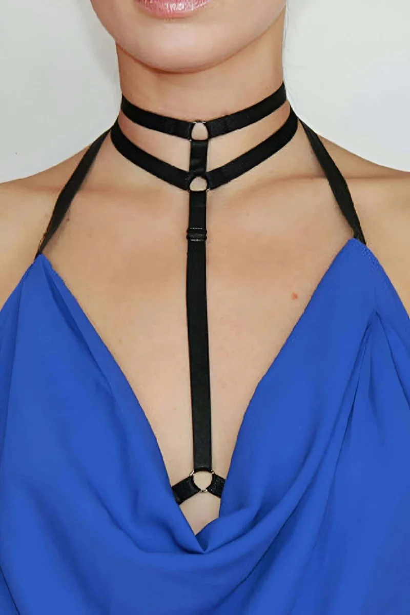 Boyunda Çift Sıralı Şık Lastik Harness - Brf84