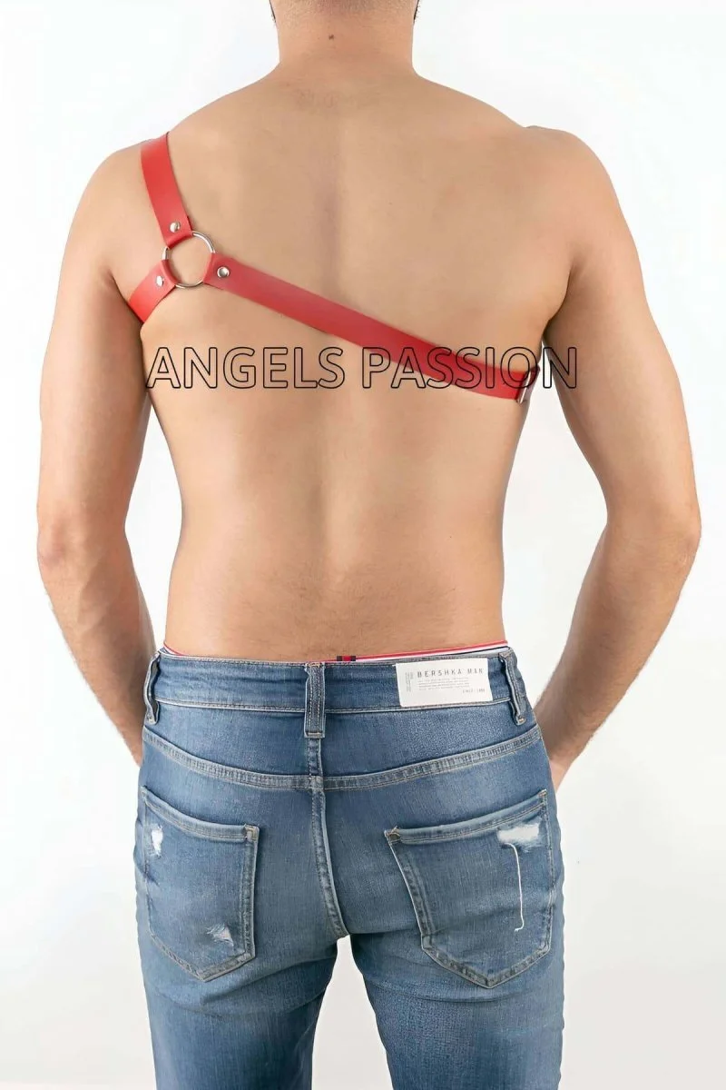 Tek Omuz Seksi Deri Erkek  Harness - Brfm3