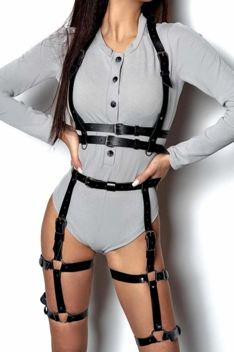 Bel Kemerli Alt Ve Üst Takım Deri Harness - Brf709