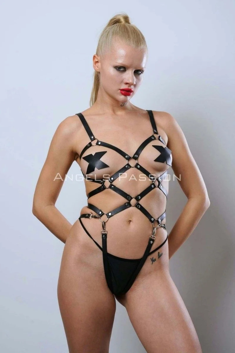 Deri Fantezi Giyim, Vücudu Saran Full Body Harness - Brf811