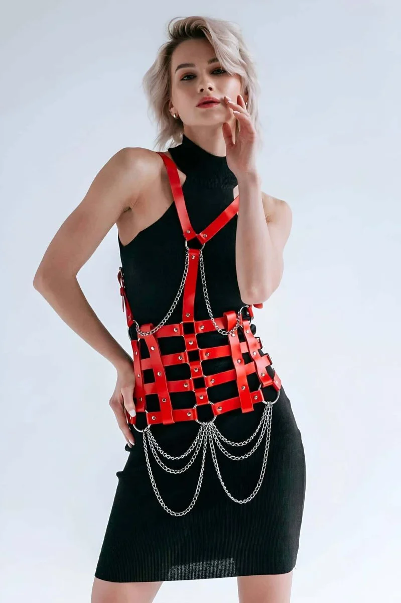 Elbise Üzeri Deri Kemer, Deri Elbise Kemeri, Deri Korse Harness - Brf1072