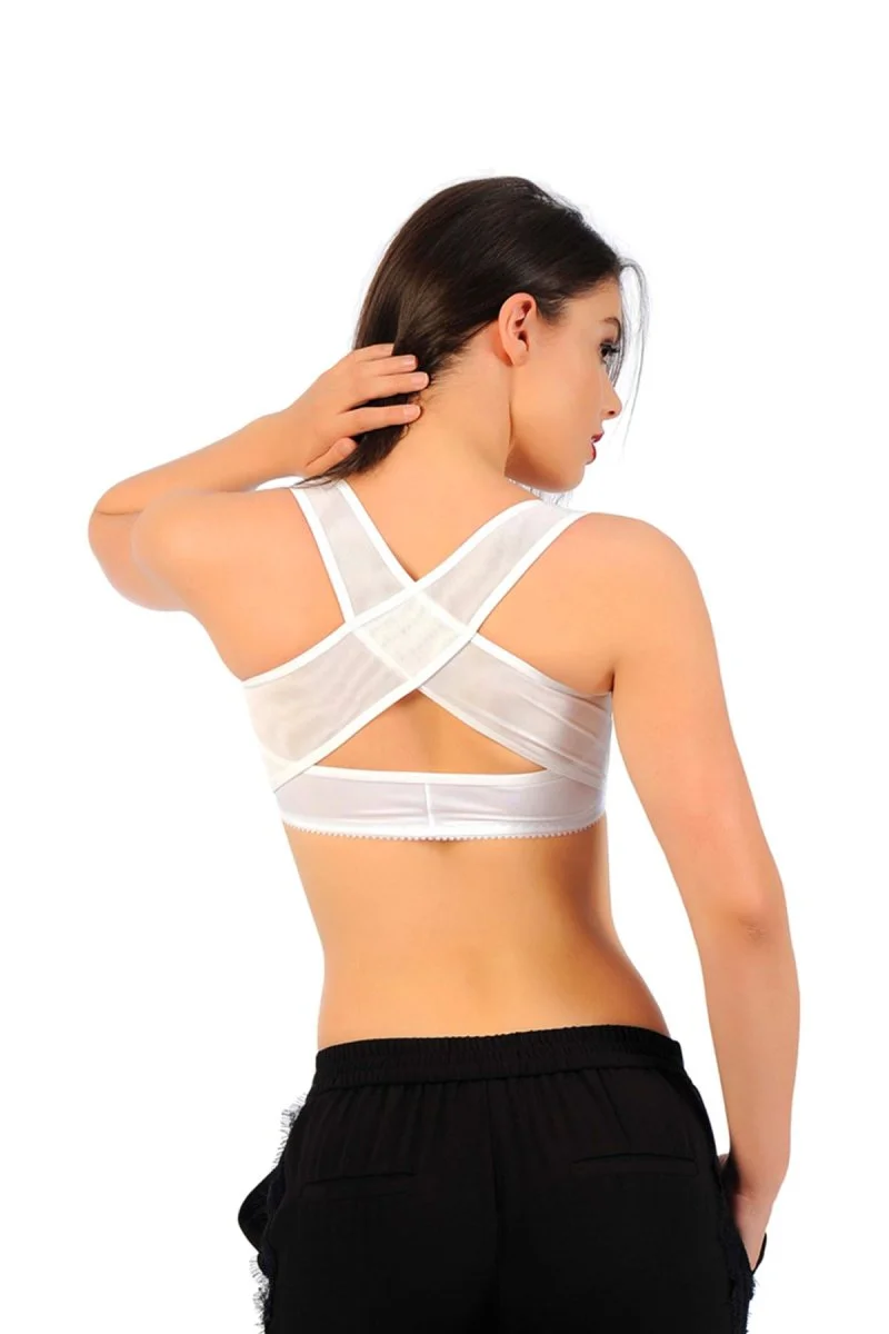 Beyaz Kadın Sırt Toparlayıcı Göğüs Dikleştirici Korse - 795