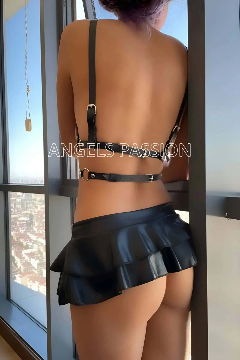 Beli Çift Sıralı Üçgen Deri Harness - Brf114