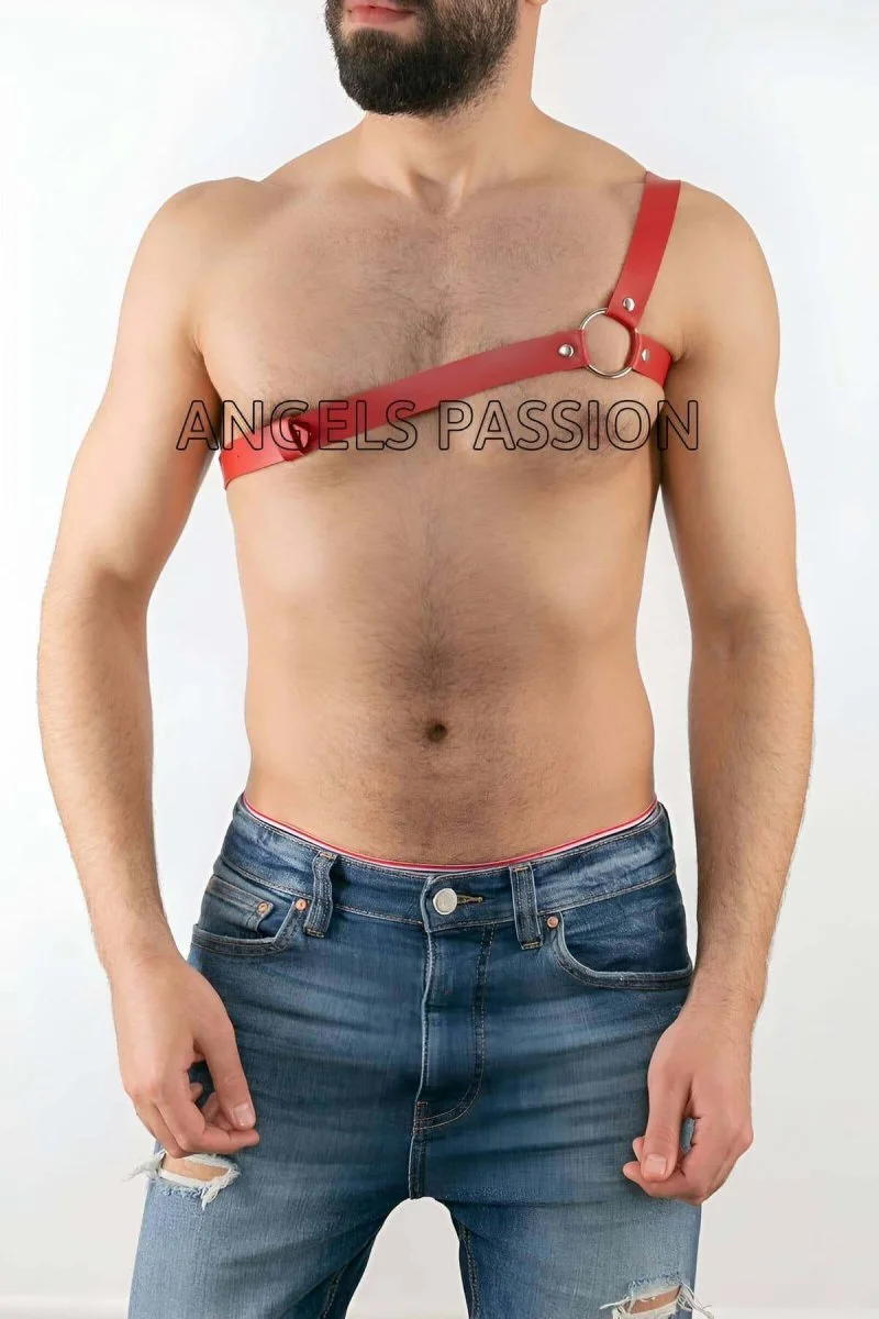 Tek Omuz Seksi Deri Erkek  Harness - Brfm3