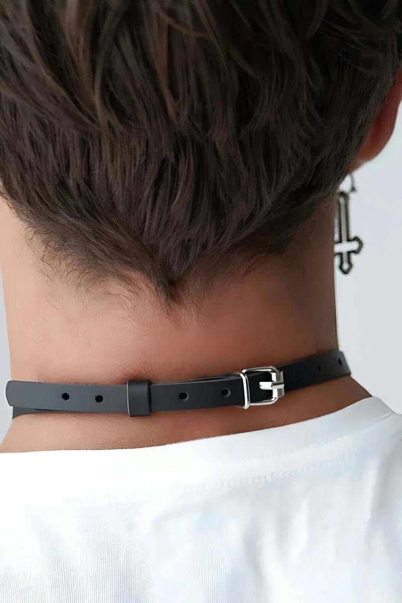 Erkek  Seksi Boyunluk Deri Harness  - Brfm87