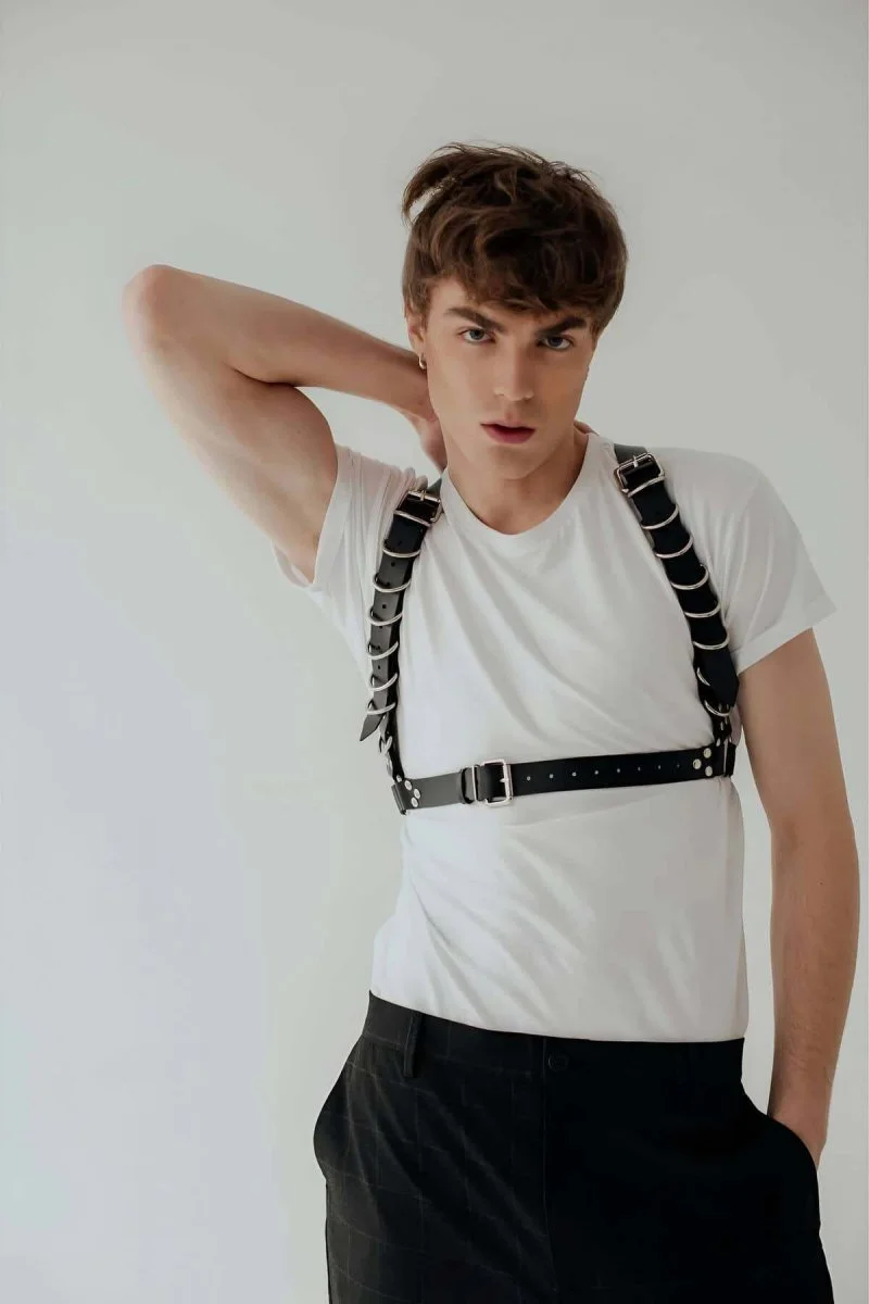 D Halka Detaylı Şık Erkek  Harness - Brfm92